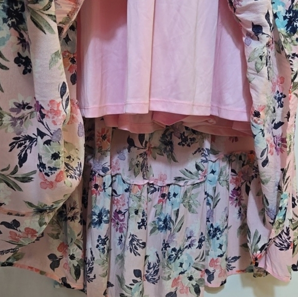Torrid Floral Smocked Gauzy High Low Dress 2X Easter Spring Summer Pink Floral - Picture 14 of 15